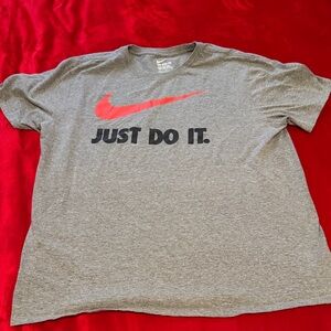 Nike Heather Gray Tee with Vibrant Red Logo
